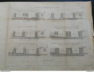ANNALES PONTS et CHAUSSEES (Dep 92 ) Plan d'écluses de suresnes de la seine 1889 - Bild 1 von 4