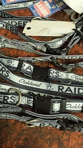 OAKLAND RAIDERS NFL NYLON DOG COLLAR OR LEASH, MADE IN U.S.A.,vintage,oop - Picture 1 of 3