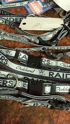 OAKLAND RAIDERS NFL NYLON DOG COLLAR OR LEASH, MADE IN U.S.A.,vintage,oop Foto 1 de 3