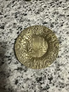Antique Islamic Middle Eastern Folk Hand Made Ornate Decorative Brass Plate 4.5” - Picture 1 of 2