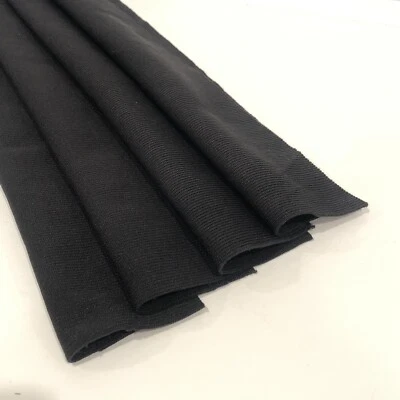 Knit Ribbing Cuffs Waistbands Trim Poly Blend Rib Stretch Black Fabric 15x5" - Image 1 of 4