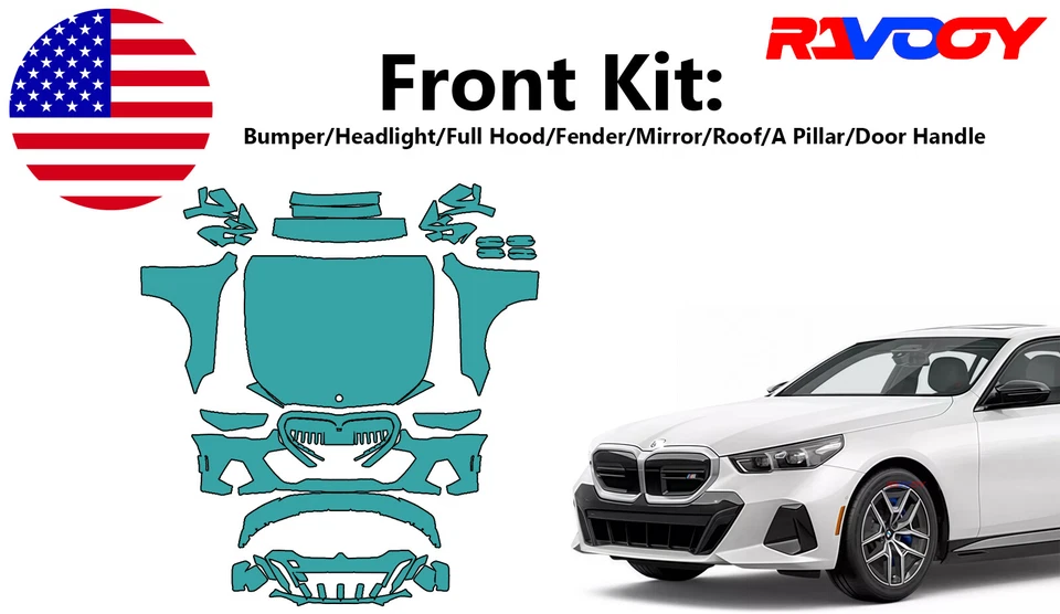 Kit de precorte de película de protección de pintura delantera PPF para BMW Serie 5 M Sport 2024-2025 Foto 1 de 4