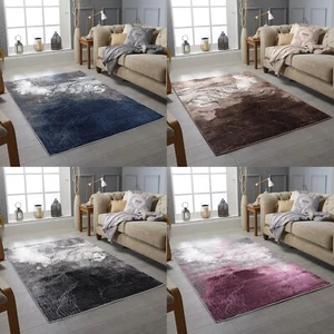 Dark Navy Blue Rug Small Extra Large Grey Big Plain Floor Rugs Thick Soft Pile - Picture 1 of 17