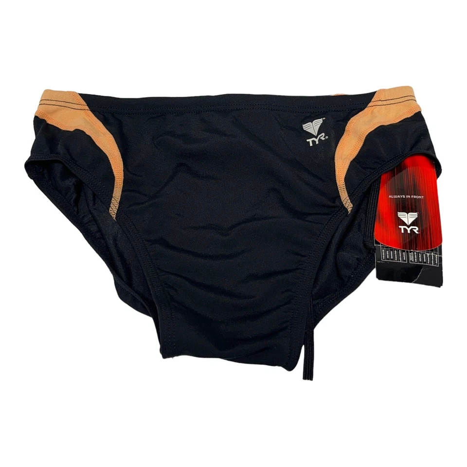 TYR GOLD Splice Swim Brief Racer Swimsuit NWT Made in the USA - 38 NEW TAGS - Image 1 of 4