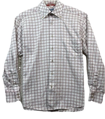 Mondo Di Marco Masculino M Manga Longa Botão para Baixo Algodão Xadrez MS68 - Imagem 1 de 4