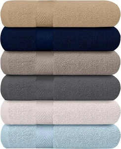 Juego de 6 toallas de baño de algodón extra grandes para baño toalla de ducha absorbente, a granel - Imagen 1 de 7
