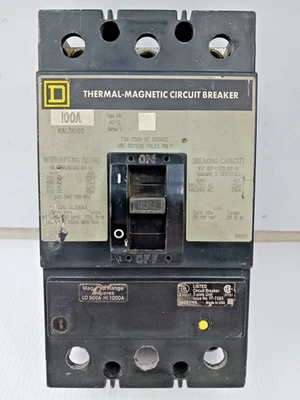 Disjuntor térmico-magnético quadrado D 100 amp 3 pólos 600 VAC 25kA KAL36100 - Imagem 1 de 4