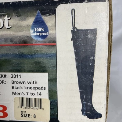 Pro Line 2011 Men 8 Women 10 Rubber Hip Boots Brown Cleated Waterproof NIB - Image 1 of 4