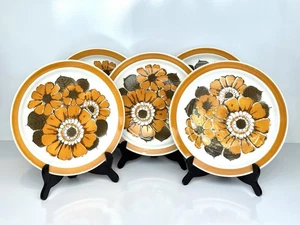 Set of 5 HARA Mediterranean Ironstone Orange Burst Dinner Plates Japan 10 3/8” - Picture 1 of 24