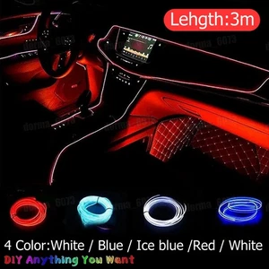 Lámpara decorativa interior coche LED 3m azul hazlo tú mismo tira de alambre atmósfera luces piezas - Imagen 1 de 12