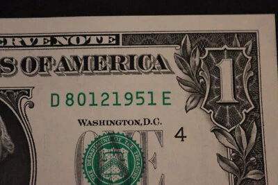 ONE DOLLAR $1 BIRTHDAY/ANNIVERSARY NOTE [AUG 12, 1951].  SN  D 80121951 E - Image 1 of 3