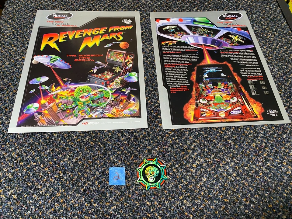 1999 BALLY REVENGE FROM MARS PROMO KEY PLASTIC & FLYERS #2 - Image 1 of 1