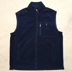 Polo Ralph Lauren Performance Navy Blue Fleece Full Zip Vest - Mens' Size Large - Picture 1 of 8