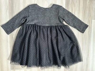 Zara Kleid,Dress,Gr.74,schwarz,black,Strick,Glitzer,Tüllrock - Bild 1 von 4