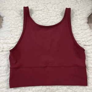 Lululemon Power Pivot ribbed crop tank top Size 12 Wine Red - Picture 1 of 4