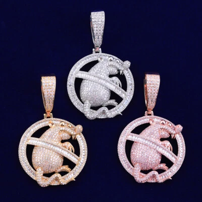 No se permiten ratas | Colgantes de hip hop VVS Diamond CZ Baguette helados deslumbrantes Foto 1 de 4