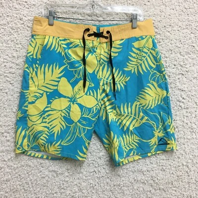 Bañador botánico floral azul Reef Boardshorts 32 para hombre surf hawaiano Aloha Foto 1 de 4