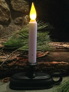 Country Farmhouse Battery Oper Flickering Light Sensor Welcome Window Candle - Picture 1 of 8