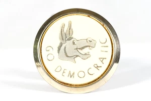Go Democratic Donkey Political Tie Bar Clip, Mid-Century Modern Democrat Jackass - Picture 1 of 4