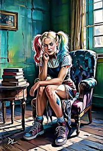 Harley Quinn "In Therapy" Original Pop Art Druck - 13 x 19 Poster - Bild 1 von 1