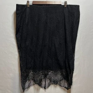 Torrid schwarz Spitze Overlay Rock gewellter Saum Damen 2X Witchy Whimsigoth MÄNGEL - Bild 1 von 12