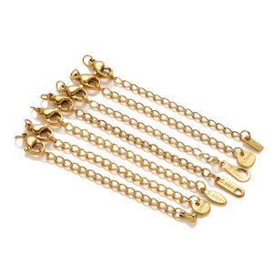 30pcs/lot Gold Stainless Steel Chain Extenders with Jump Rings and Clasps - Picture 1 of 12