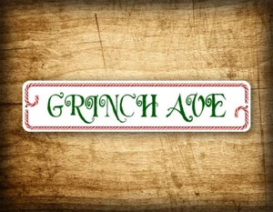 Grinch Ave 4"x18" Weihnachten Dr. Seuss Zuckerstange Straßenschild Wanddekoration - Bild 1 von 2