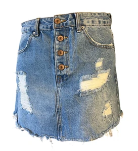 Falda vaquera Forever 21 para mujer 27 envejecida (talla 27 W30 costura 13) - Imagen 1 de 15