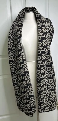 Nino Colombo Bufanda Estampado Leopardo Mezcla Lana Reversible Marrón Oscuro + Beige Grueso Foto 1 de 4