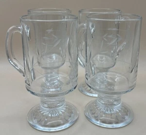 Vintage Princess House Heritage Glass Footed Irish Coffee Mug Tea Cup Set Of 4 - Picture 1 of 6