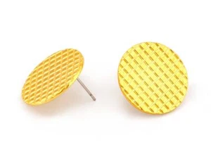 1 par de postes de pernos redondos de cheque, latón chapado en oro brillante 21 mm 4109 - Imagen 1 de 2