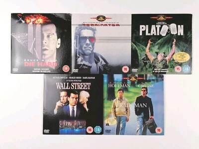 5x DVD Lot - Die Hard - Terminator - Platoon - Wall Street - Rain Man - Image 1 of 4