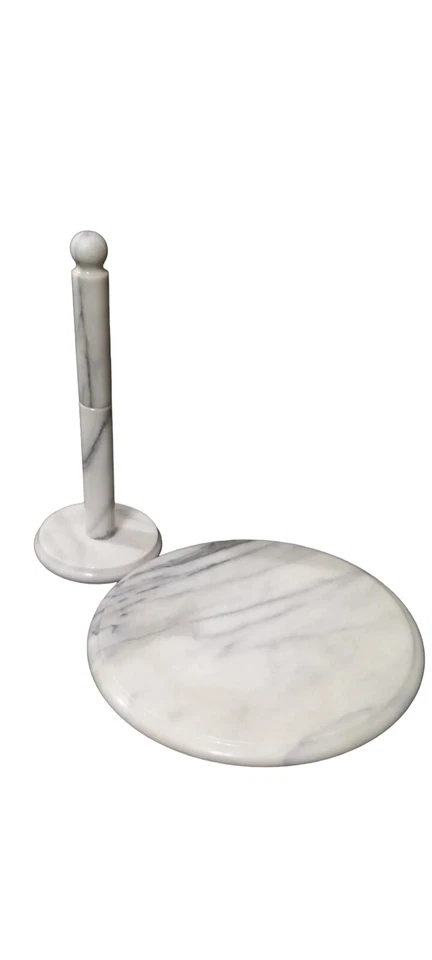 БЕЛЫЙ МРАМОР LAZY SUSAN и бумаги полотенце держатель набор из 2 творческий дом - Изображение 1 из 4