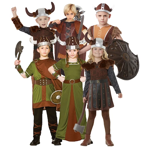 Viking Barbarian Kids Fancy Dress Medieval Saxon Boys Girls Book Day Costume - image 1 of 1
