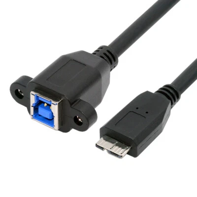 Cablecy USB 3.0 Type-B Female to USB3.0 Micro-B Male Cable Extension 5Gbps 30cm - Image 1 of 4