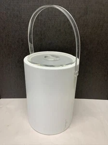 VTG WHITE Mid Century Modern Tall Ice Bucket Morgan Lucite Acrylic Faux reptile - Picture 1 of 6