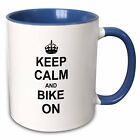 3dRose Keep Calm and Bike On - black - motivational motivating carry on biking c