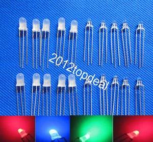 NEUF 3 mm double bicolore rouge/vert/bleu super lumineux/diffusé diode LED 3 broches - Photo 1 sur 4