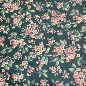 Sharon KESSLER Calico Fabric for Concord Periwinkle pink flowers 44" w 47" long - Picture 1 of 2