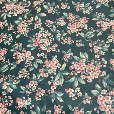 Sharon KESSLER Calico Fabric for Concord Periwinkle pink flowers 44" w 47" long - Image 1 of 2