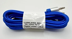 Wireless Gear 3.5 mm To 3.5 mm Fabric Audio Cable, 10ft, Blue, Lot of 4 - Photo 1 sur 3