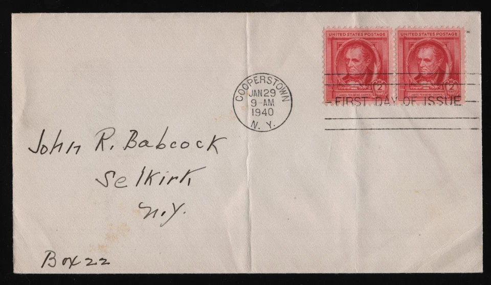 #860 2c James Fenimore Cooper, FDC **ANY 5=FREE SHIPPING** - Image 1 of 1