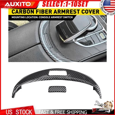 Para Mercedes C GLC Class W205 X253 15-20 console de carbono apoio de braço acabamento de botão 1-5X - Imagem 1 de 4