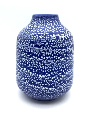 Ваза Crate & Barrel ALYA синяя крапчатая глиняная ваза 8 дюймов Португалия - Изображение 1 из 4