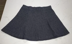Ann Taylor Womens Pleated Skirt L Black Elastic Waist Cotton Work Wear - Picture 1 of 7