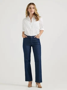 Lee Pants Womens 8 Blue Indigo Rinse Stretch Flex Motion Mid Rise Trouser DDR611 - Picture 1 of 10