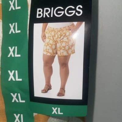 Pantalones Cortos BRIGGS Damas Mezcla de Lino Mujer Talla XL Naranja Crema Floral Flores Nuevos con Etiquetas Foto 1 de 4