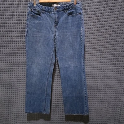 Pantalones de mezclilla de tiro alto Bootcut 10S 32x29 Y2K relajados elásticos lavado medio informales occidentales Foto 1 de 4