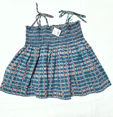 Bonpoint Girls Smocked Cotton Halter Top Size 8Y Checked Print Summer Blouse - Image 1 of 3