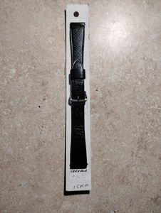 Vintage Caravelle Black 15mm Watch Band - Picture 1 of 4